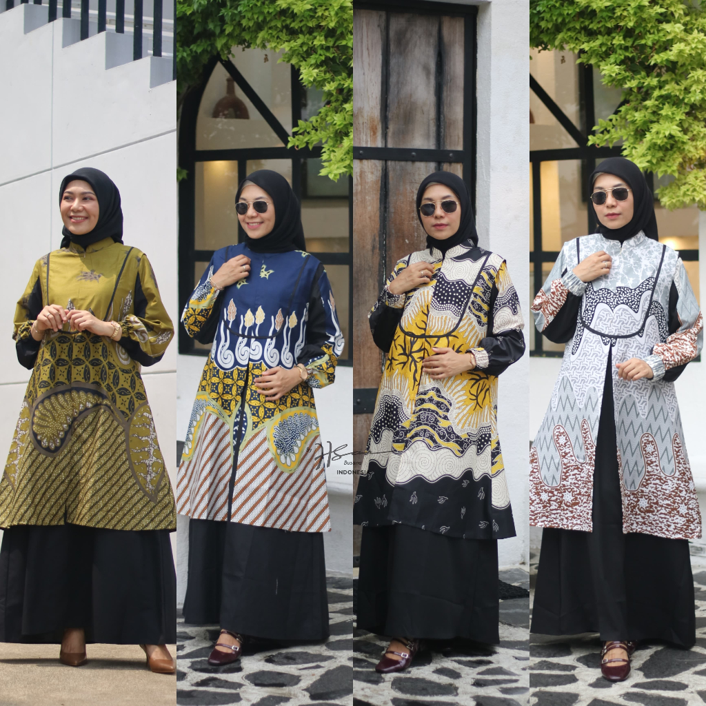GAMIS BATIK MODERN PREMIUM KOMBINASI POLOS| GAMIS KONDANGAN| BATIK KELUARGA| BATIK ONESIT.