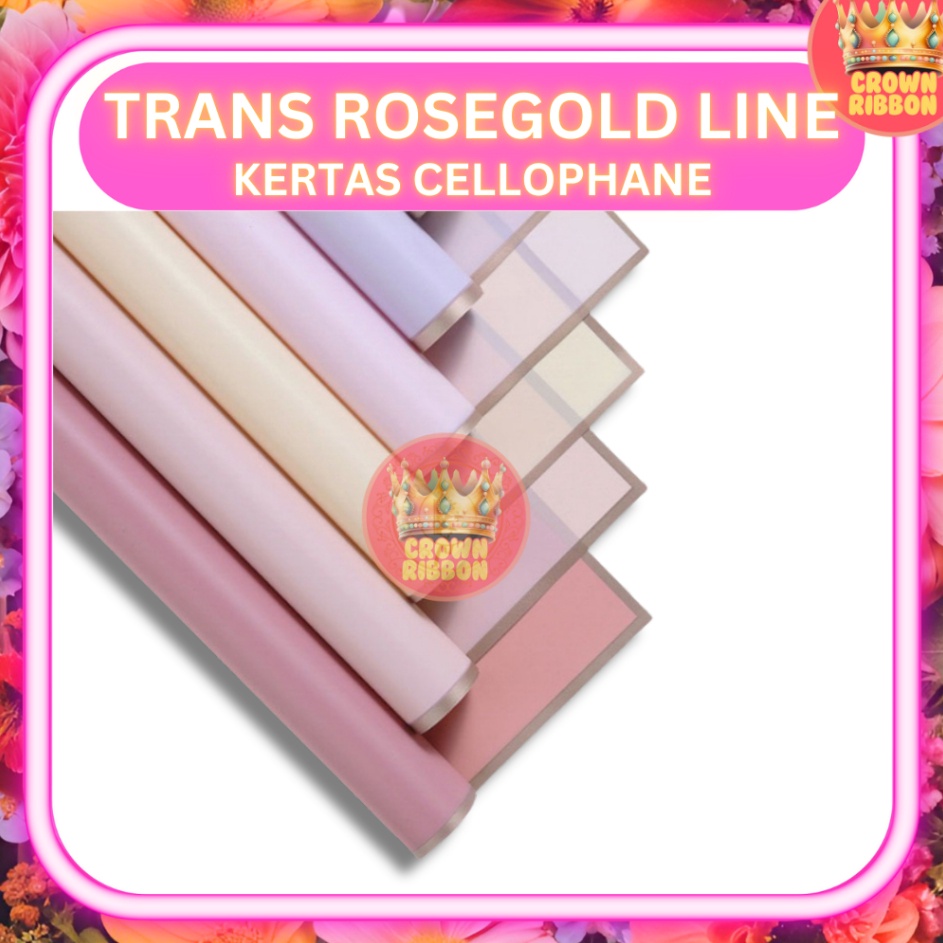 

Super Delivery 5 LEMBAR Kertas Cellophane Buket Bunga TRANSPARAN ROSEGOLD LINE Flower Wrapping Paper