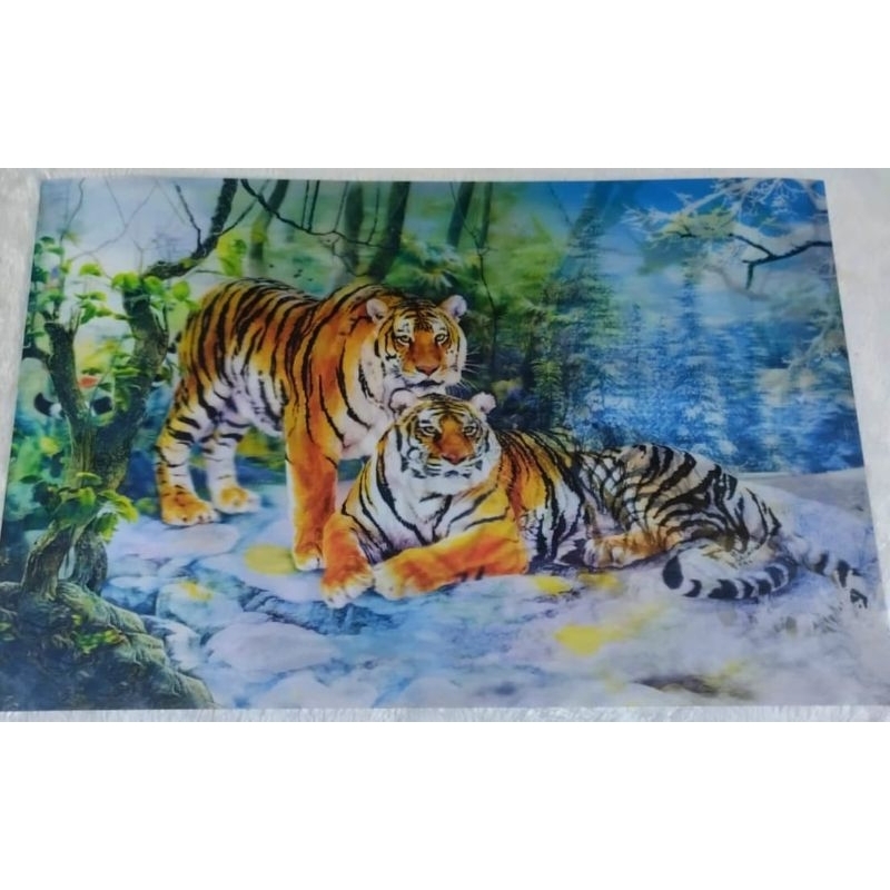 GAMBAR LUKISAN POSTER HARIMAU 3DIMENSI UKURAN 38CM X 58CM