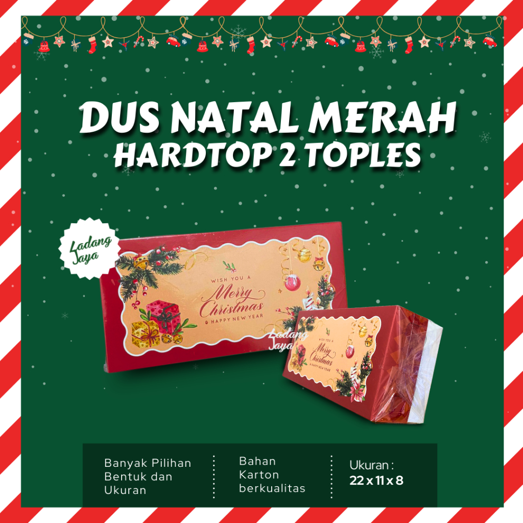 

Dus Natal Merah Hardtop 2 Toples 22x11x8cm | BOX KOTAK DUS CAKE TART NATAL CHRISTMAS HAMPERS NATAL