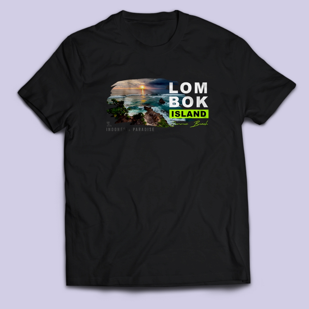 Kaos Distro Pria LOMBOK ISLAND Dewasa Baju Atasan Unisex