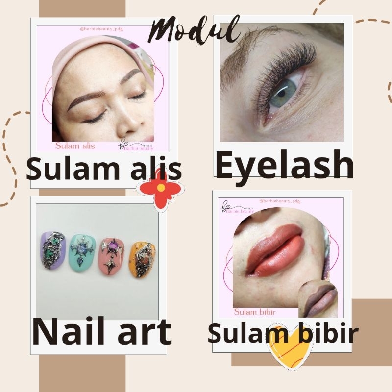 Modul kursus belajar sulam alis / modul sulam bibir modul eyelash extension modul nailart modul pier