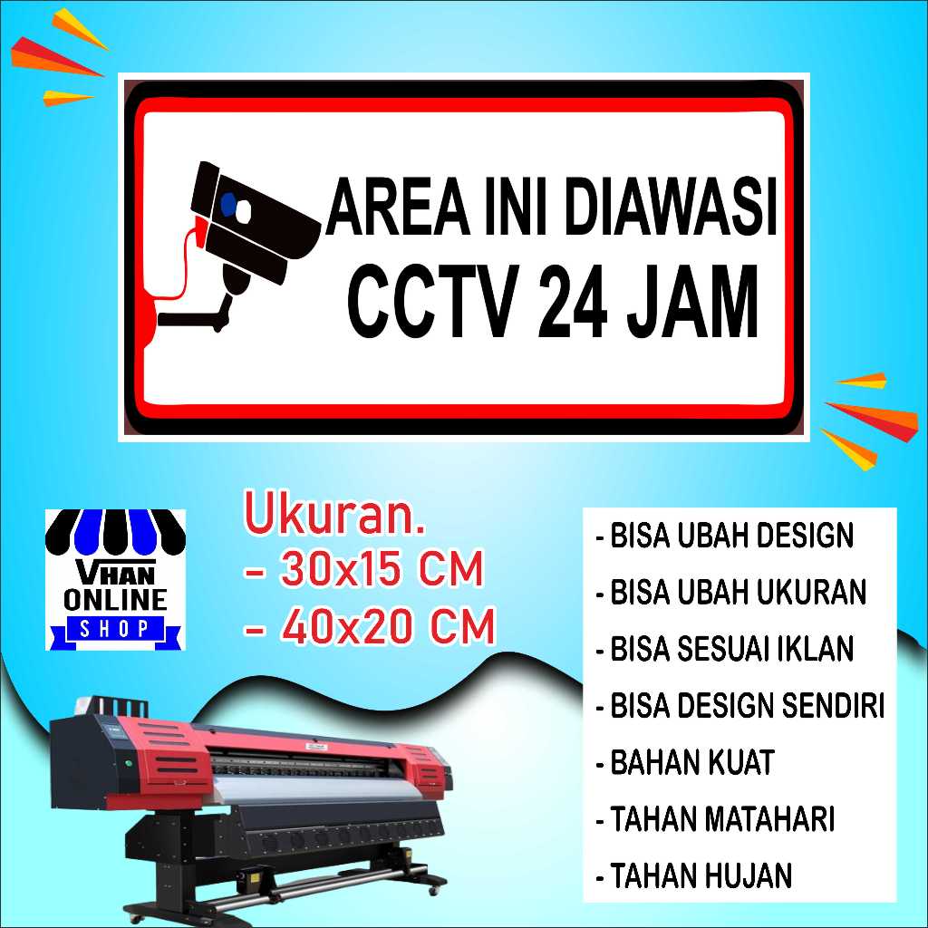 

Cetak Sticker Dengan Kata Kata CCTV Bahan Tahan Air Putih