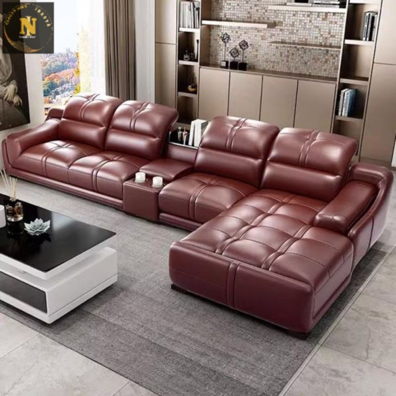 Sofa Merah elegan sofa kulit super aesthetic