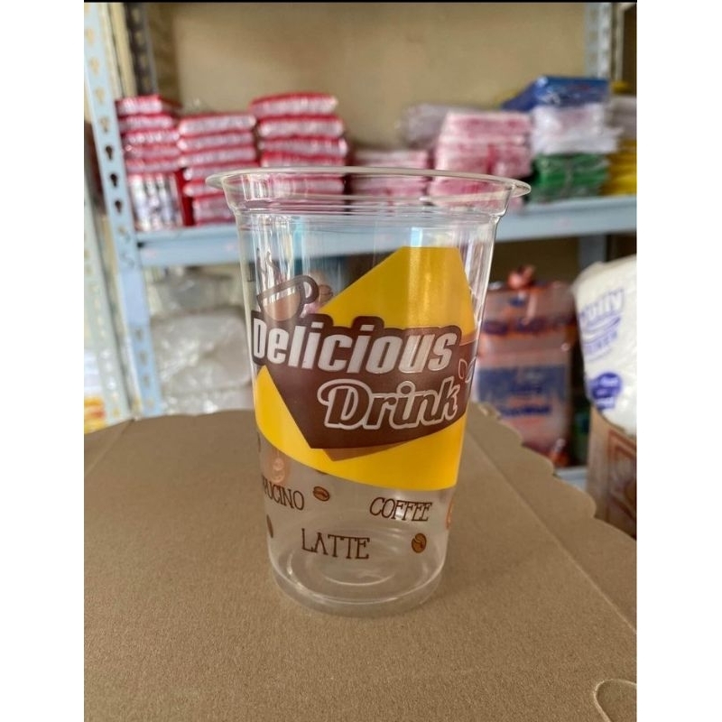 Cup print Delisious/Gelas print/Gelas teh poci/Gelas es kopi 16oz (50pcs)
