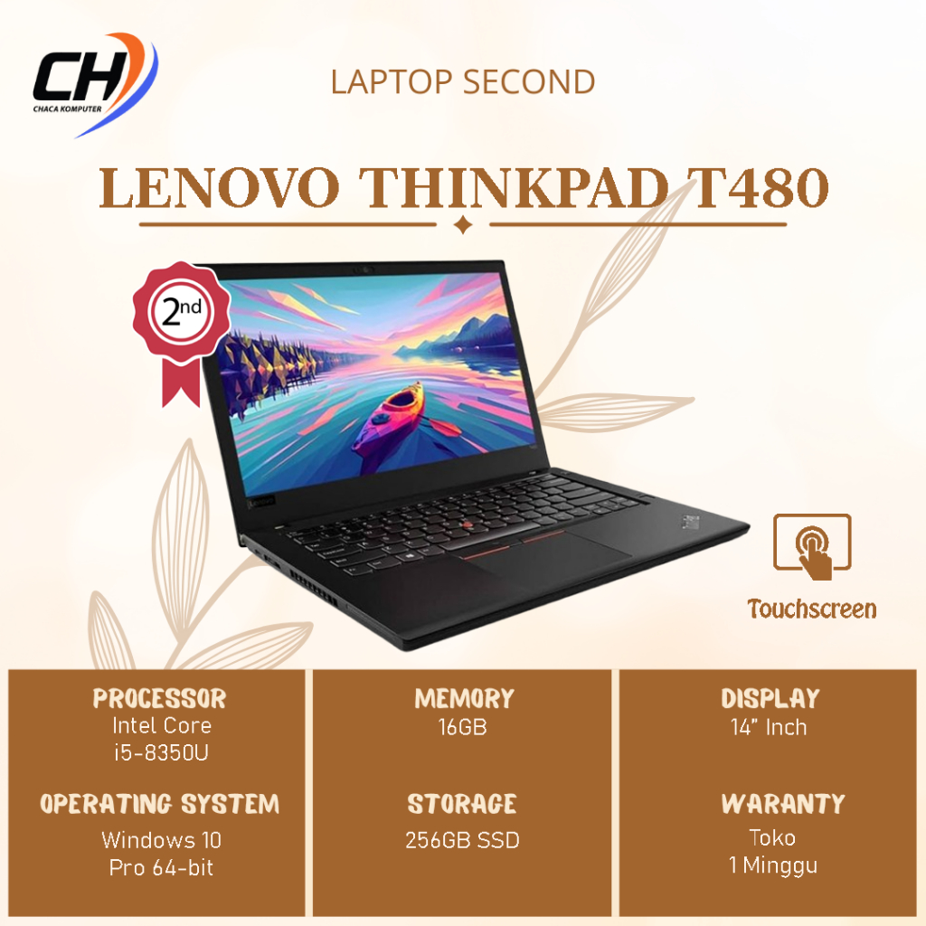 Laptop Lenovo Thinkpad T480 Second - RAM 16GB SSD 256GB