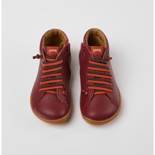 Sepatu Camper Anak Kids Burgundy leather ankle boots