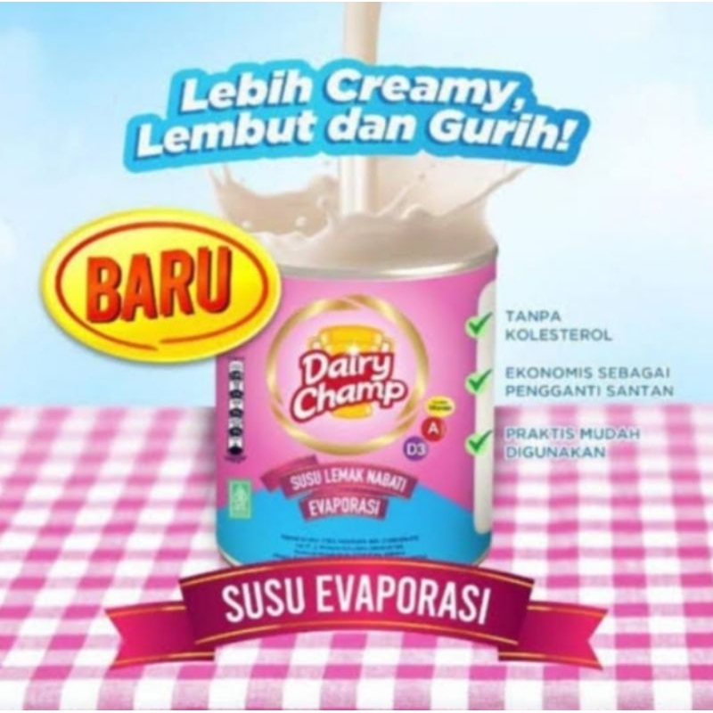 

Susu Evaporasi Dairy Champ 390 Gr