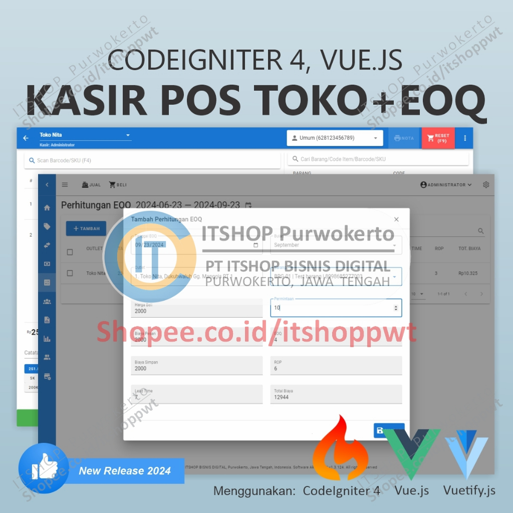 Source Code Aplikasi Web Kasir Toko dengan Metode EOQ ROP menggunakan Codeigniter 4 CI4