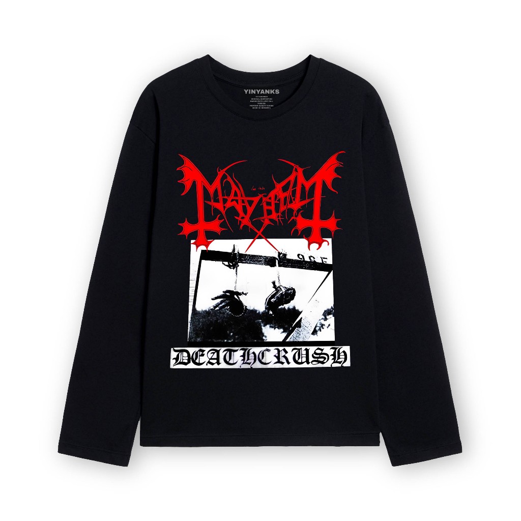 Yinyanks T-shirt Lengan Panjang Mayhem Deatherush kaos long sleeve pria wanita unisex