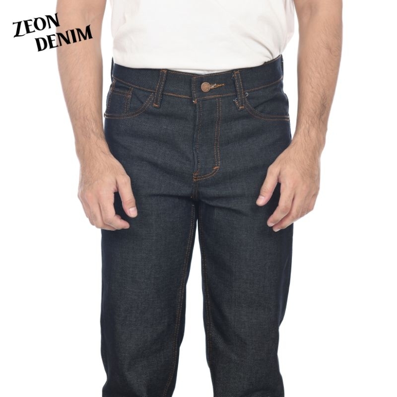 ZEON DENIM 14Oz - CELANA DENIM SELVDEGE ACCENT RAW DENIM KAKU BISA FADING