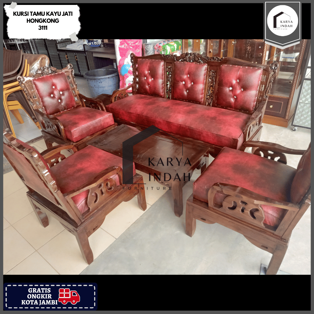 Kursi Tamu Kayu Jati Jepara Ukir Hongkong 3111