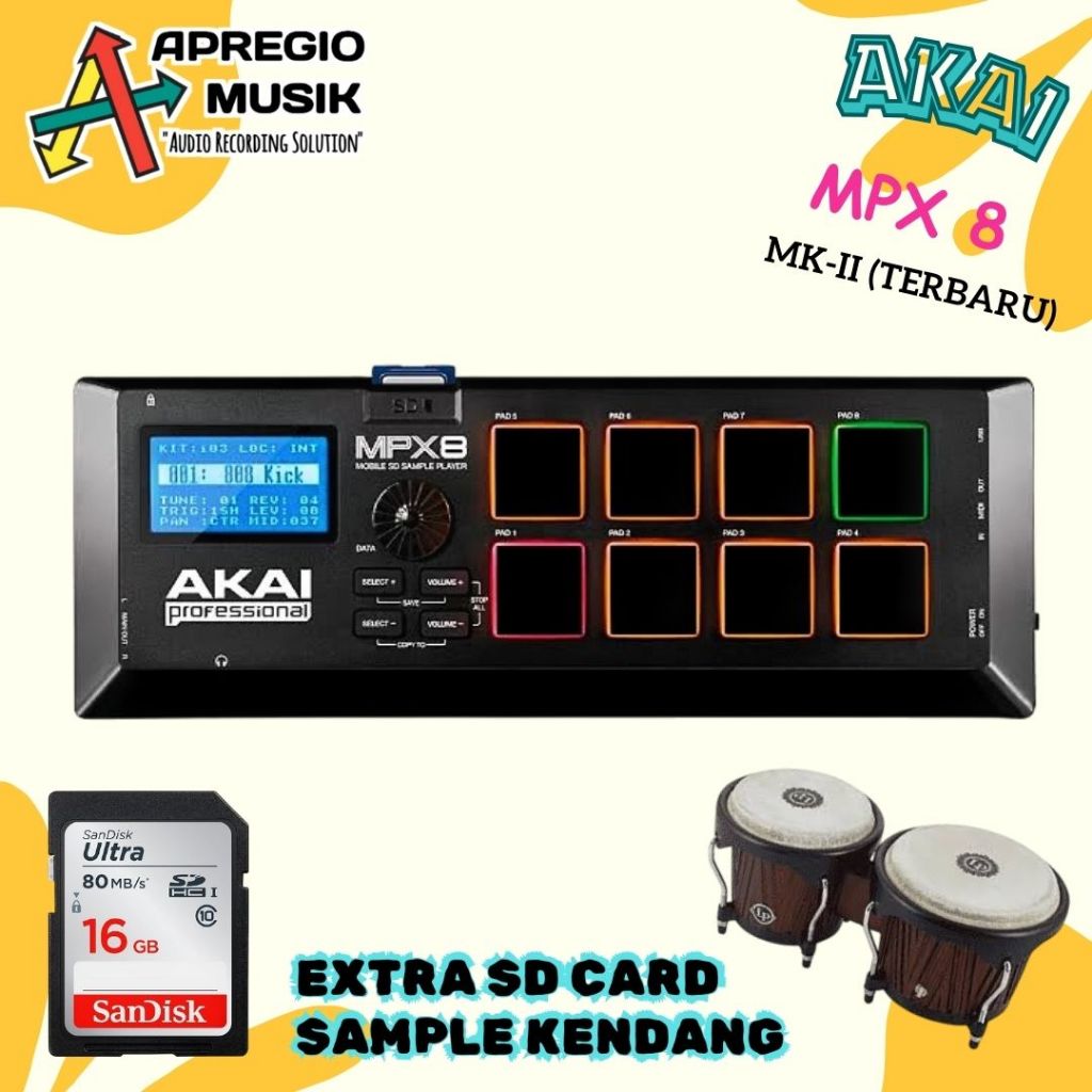 AKAI MPX8 MPX 8 terbaru Midi PAD controller extra soundbank kendang