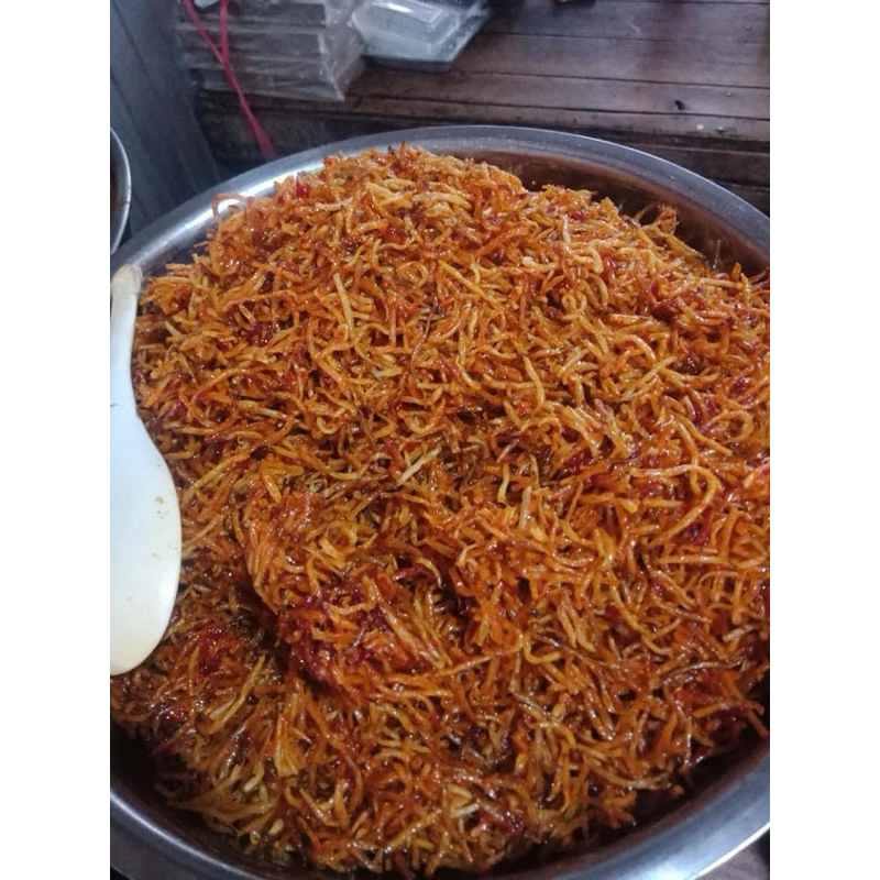 

Kentang Mustofa Warung Baraya Cikamurang kemasan 250gr, 500gr, 1kg, Pedas Manis