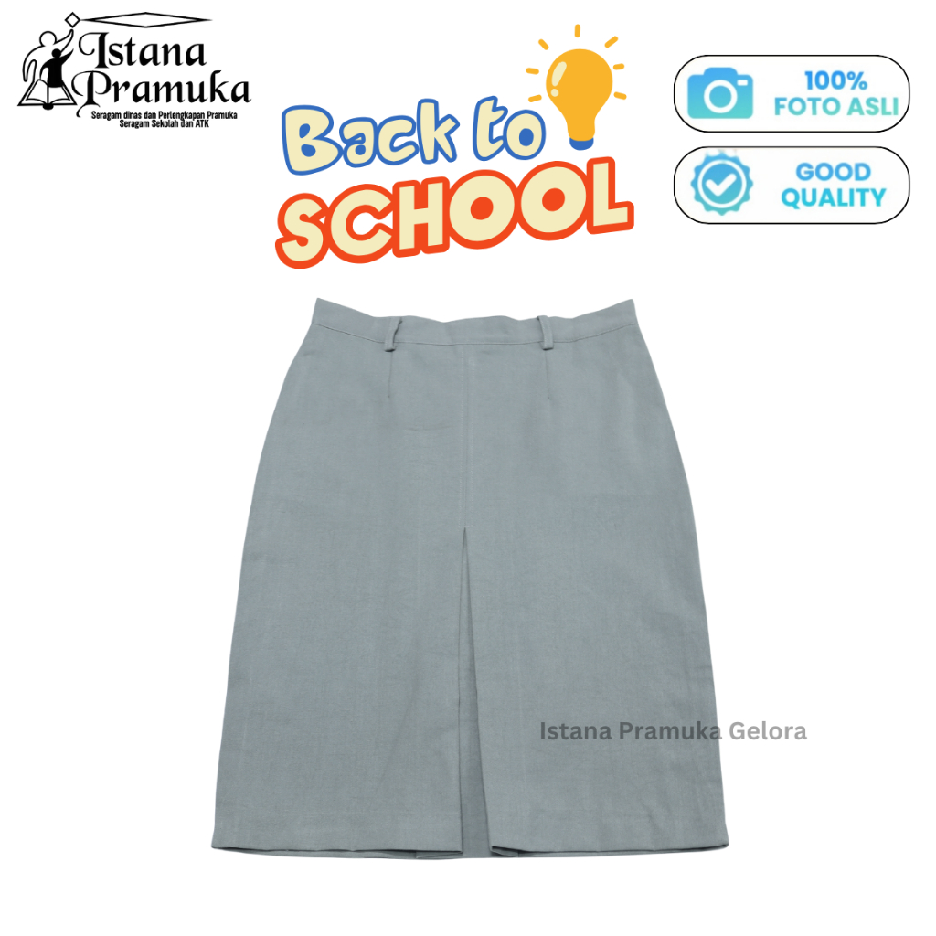 (PREMIUM) Seragam Sekolah Rok SMA /SMK Tetrex Pendek / Rok Span Pendek Tetrex  Warna Abu Rokok - Ist