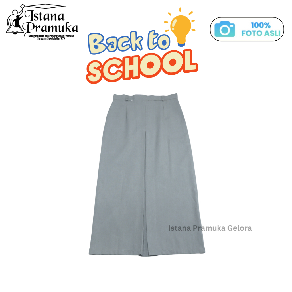 (PREMIUM) Seragam Sekolah Rok SMA /SMK Tetrex Panjang Span Tetrex  Warna Abu Rokok - Istana Pramuka 