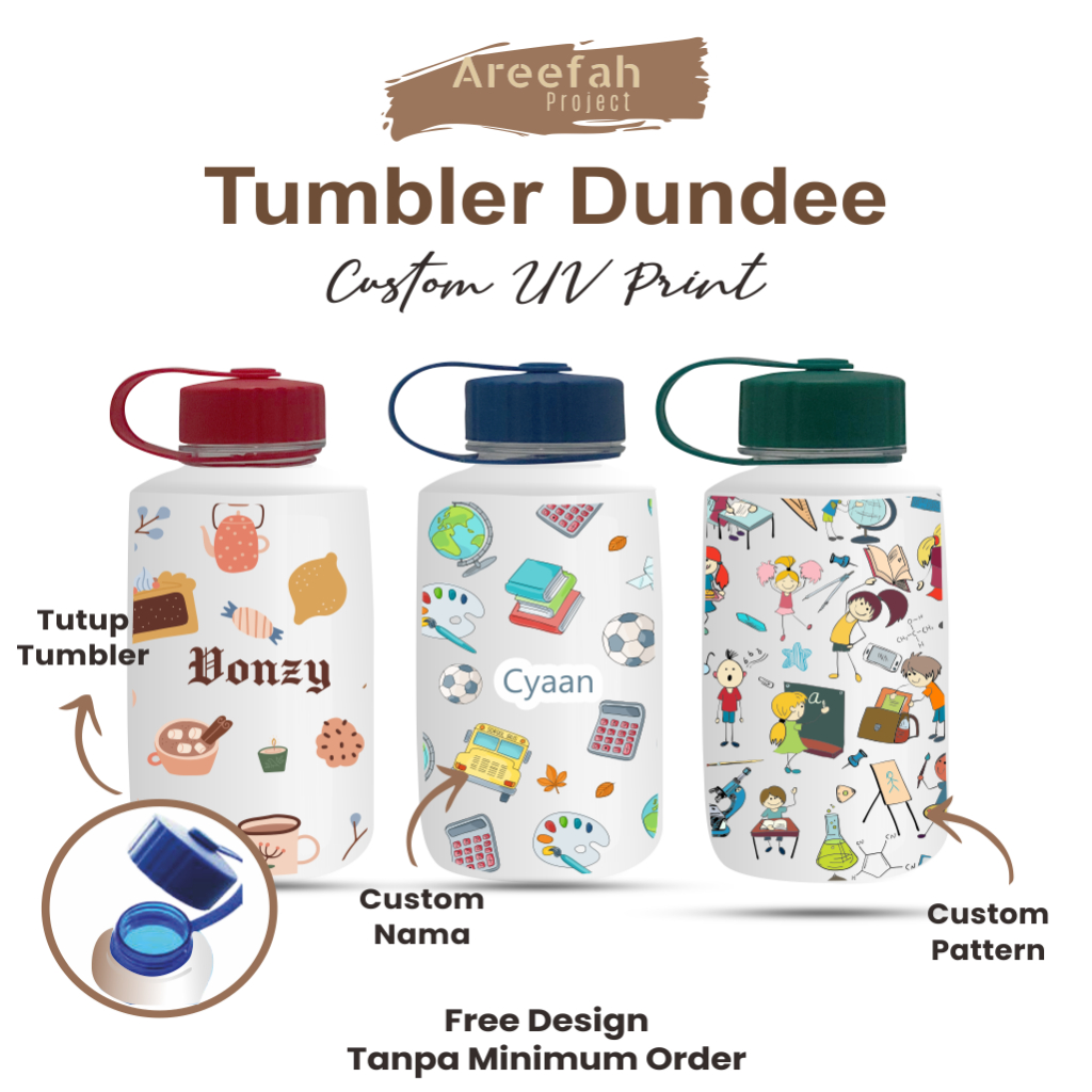AREEFAH Tumbler Dundee Botol Minum 1 liter Custom Print Nama Botol Minum - Dundee Print UV - Tumbler
