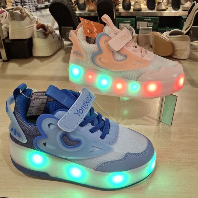 Yongkidz new sepatu sneaker/ sepatu roda lampu bisa nyala anak2 bisa cowok/cewek ori size size 33-38