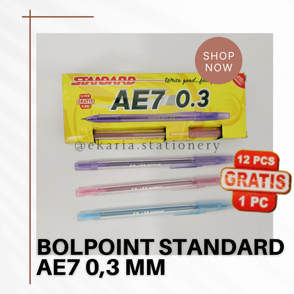 

12 PCS GRATIS 1 | 6 PCS | 1 LUSIN | BOLPOINT STANDARD AE7 0,3 | BOLPOINT AE7 | BOLPOINT STANDARD | BOLPOINT 0,38 | EKARIA STATIONERY