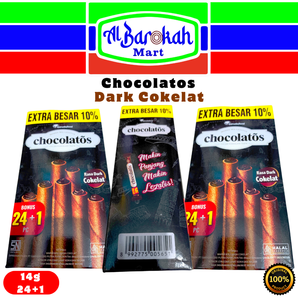 

Chocolatos Dark Cokelat 24+1 Extra Besar 10%