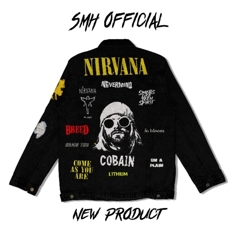 KURT COBAIN SMH JAKET JEANS LUKIS JAKET DENIM LUKIS