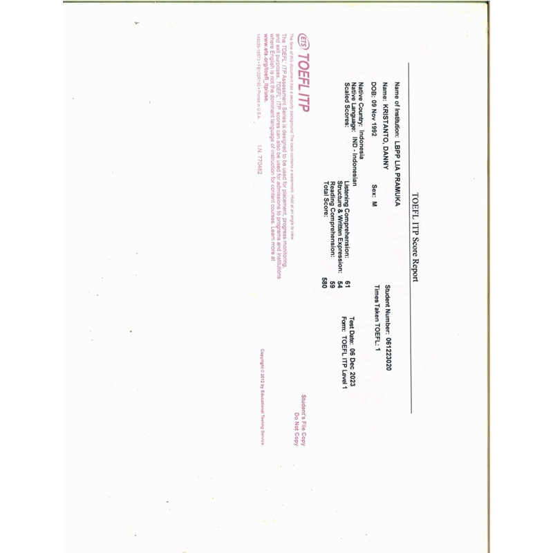 

ITP SCORING REPORT 97 Termurah ITP SCORING REPORT
