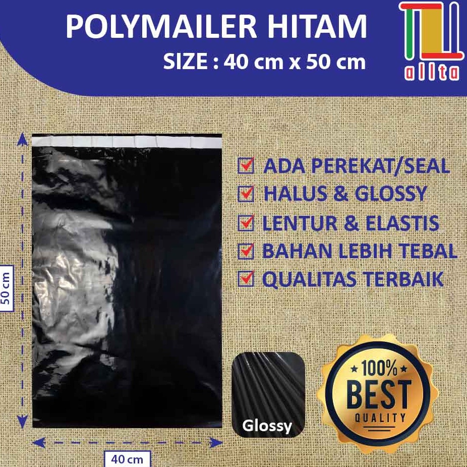 

KODE N8FMI PLASTIK PACKING OLSHOP PE POLYMAILER kantong kemasan amplop plastik 4x5 HITAM GLOSSY mewah