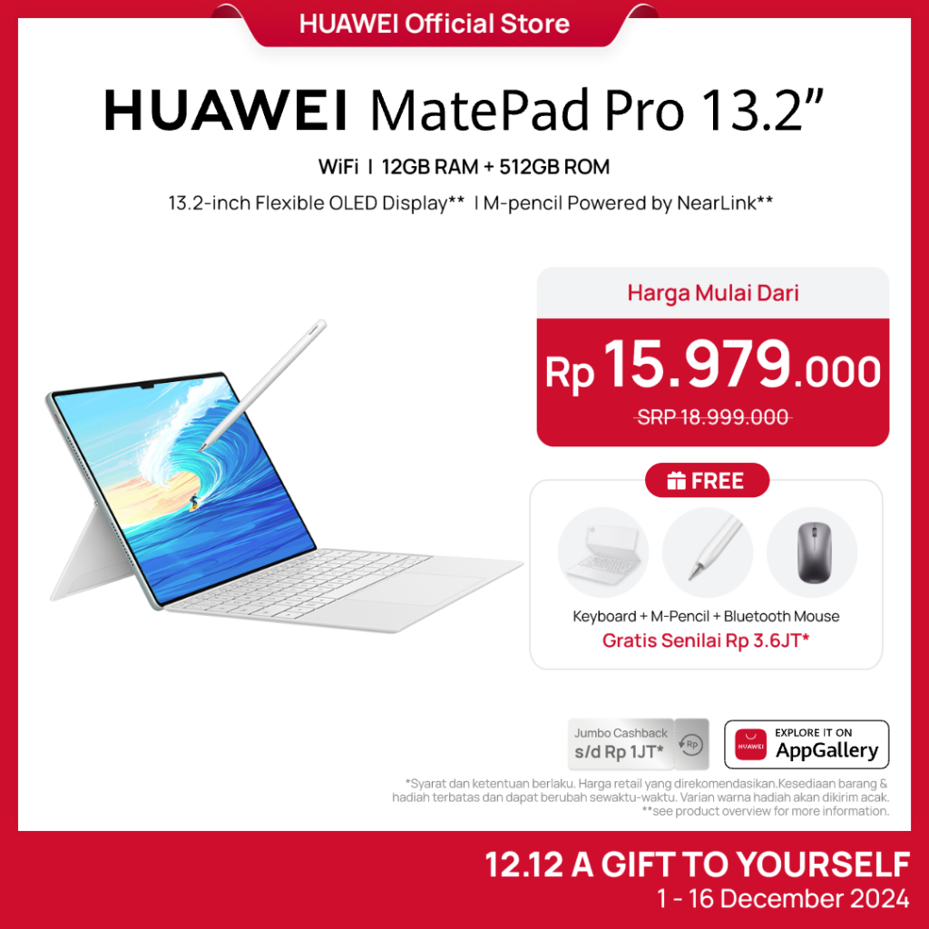 [FREE Pen+KB+Mouse] HUAWEI MatePad Pro 13.2" Tablet |  2.8K OLED | 144Hz | Touchpad Keyboard | NearL