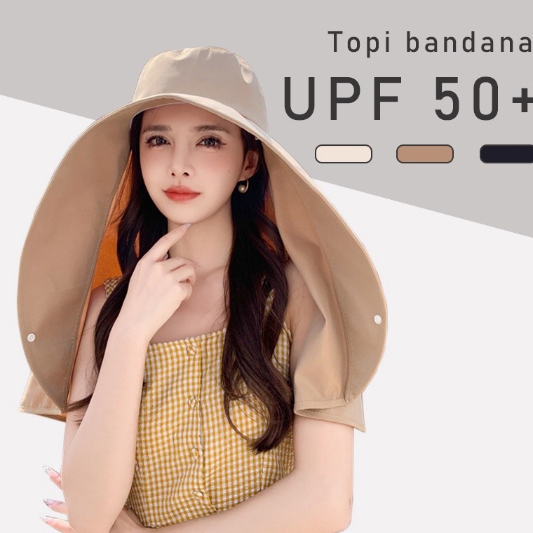 SIAPKIRIM Topi anti uv wanita kekinian import topi matahari wanita terbaru Selendang pelindung matah