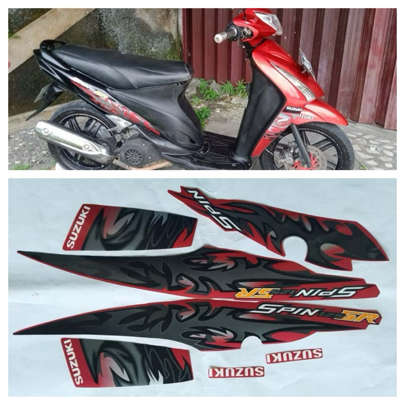 STIKER STRIPING LIS BODY SUZUKI SPIN SR 125 2011 MERAH