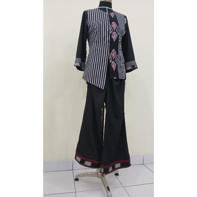 Blus Kombinasi Tenun Lurik Katun