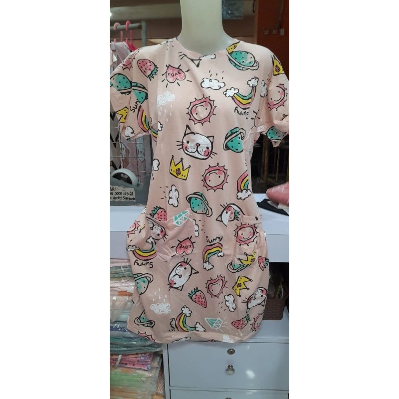 Daster Baju Tidur Terusan Baju Santai Piyama Perempuan Cewek Ala Korea Kekinian Gambar Sesuai Produk