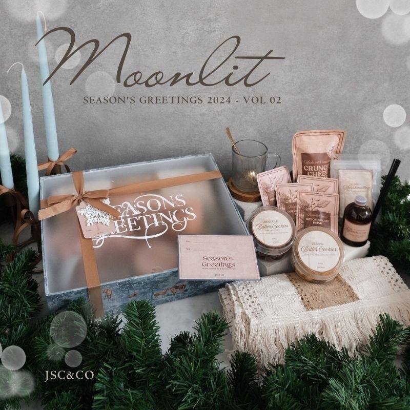 

MOONLIT Set Hampers Natal 2024. Christmas hampers New Year, hampers natal tahun baru. Season's Greetings