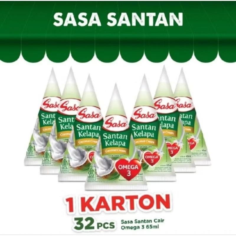 

Sasa Santan Kelapa cair omega 65ml 1 karton isi 32