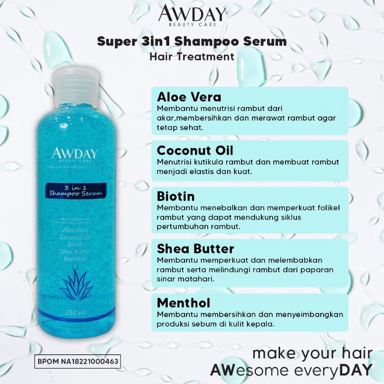 Dear Shampoo awday serum hair treatment  shampo awday 3in1 BPOM