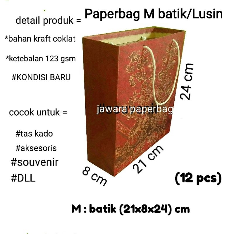 

Paperbag batik merah M/Lusin