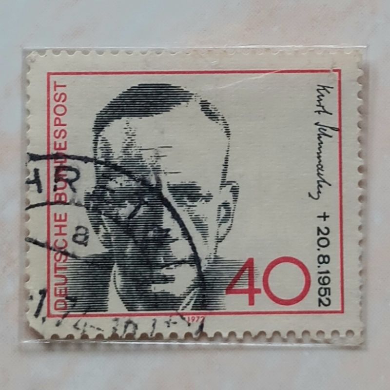 

(AD) Perangko Jerman, Republik Federal 1972 Kurt Schumacher (1895-1952), social democratic politician 40 pfennig Used