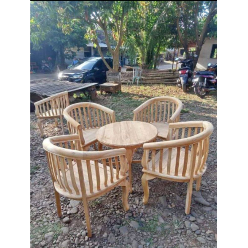 Kursi teras Betawi kayu jati mentahan