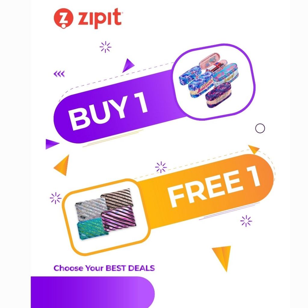 

[B1G1] Zipit Expandable Pencil Case - Sweet + Zipit Metallic Jumbo Pouch