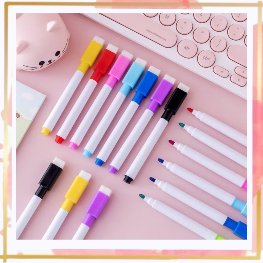 

Spidol Anak Mini Kecil Papan Tulis White Board Warna Warni Erasable Dengan Penghapus Wipe & Clean