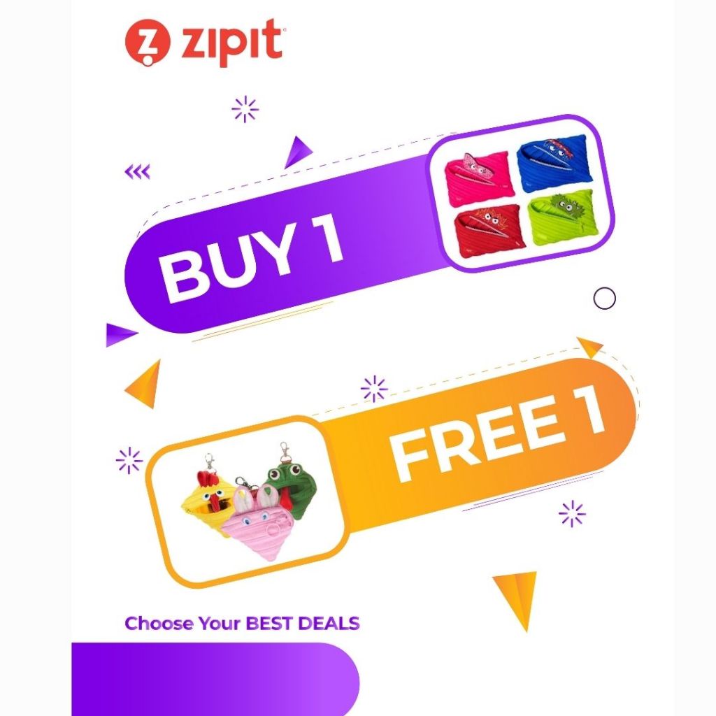 

[B1G1] Zipit Talking Monster Jumbo Pouch - Lime Green + Zipit Animal Mini Pouch