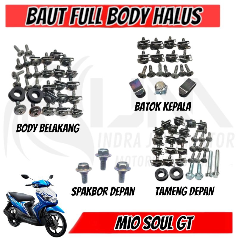 Baut Full Body halus Mio soul GT 115 / Baut Fullset Body halus Yamaha Mio soul GT 115