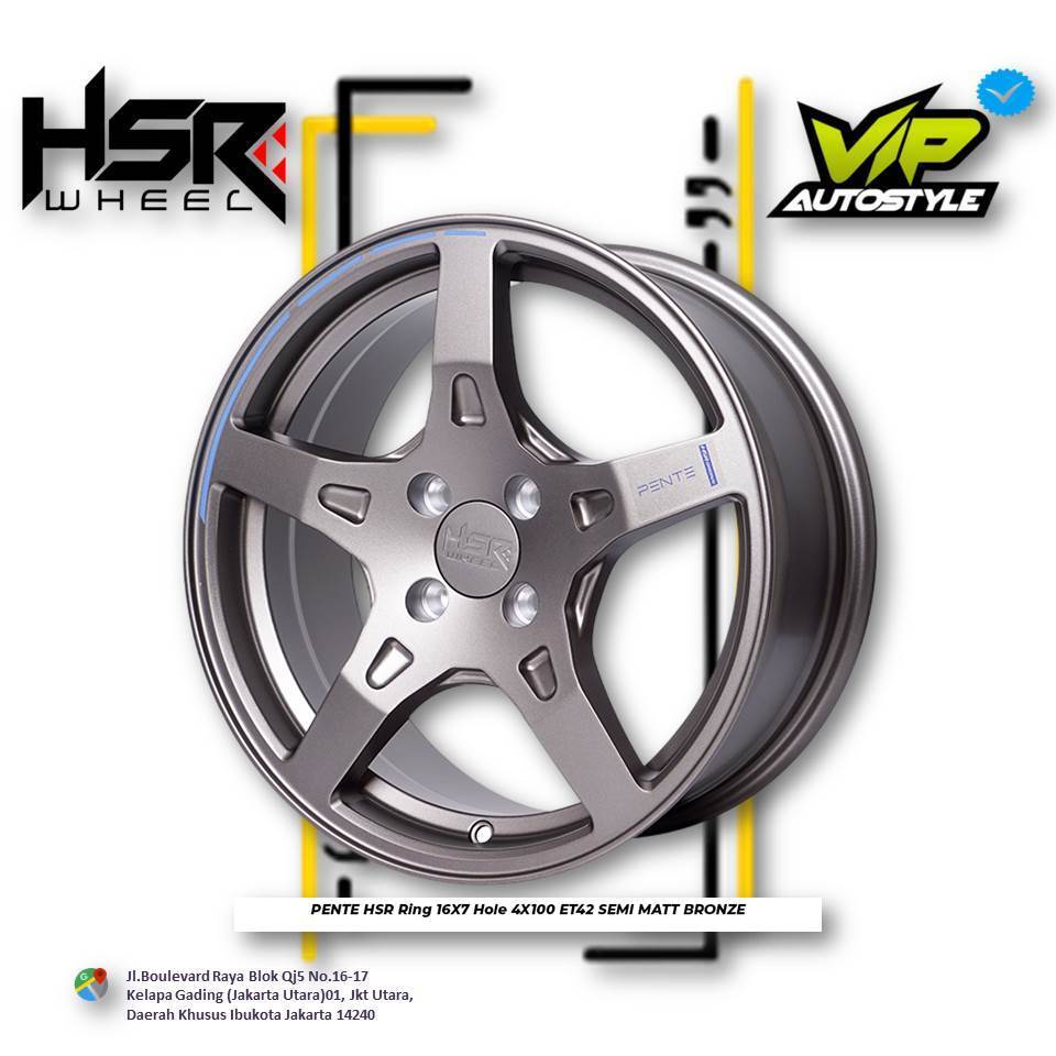 HSR PENTE R16 - Velg Mobil Mobilio, Jazz, Vios, Brio, Wuling Alvez Ring R16 HSR Jakarta Utara
