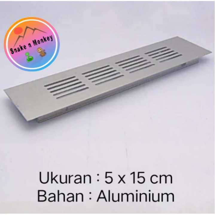 Lubang Hawa Aluminium 5 x 15 cm Silver / Angin Angin Lemari / Saringan Udara...Perbiji