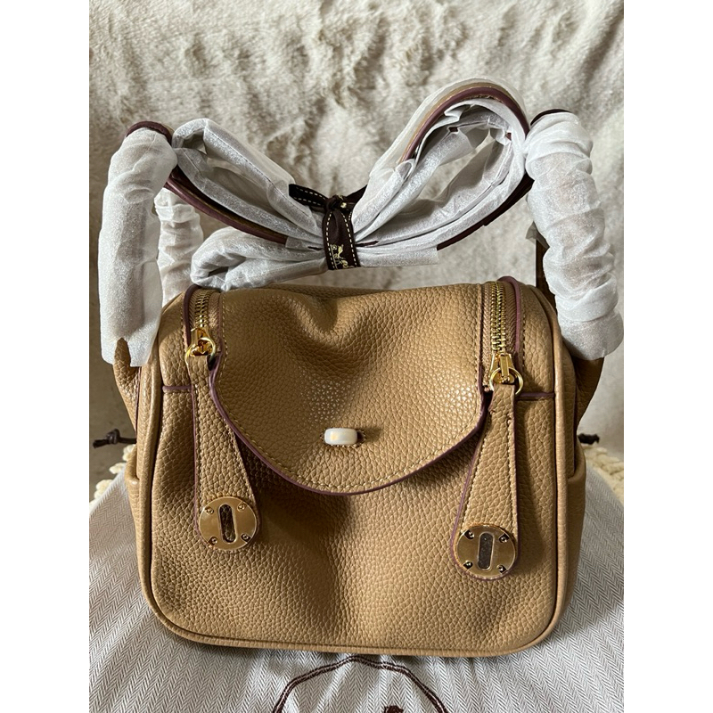 Tas Fashion Wanita Kulit Lentur | Lindoy | Zipper Riri | Sleting H | Warna - APRICOT