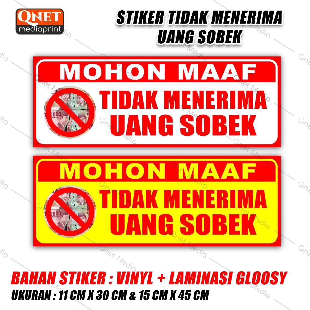 

STIKER TIDAK TERIMA UANG SOBEK + LAMINASI GLOSSY