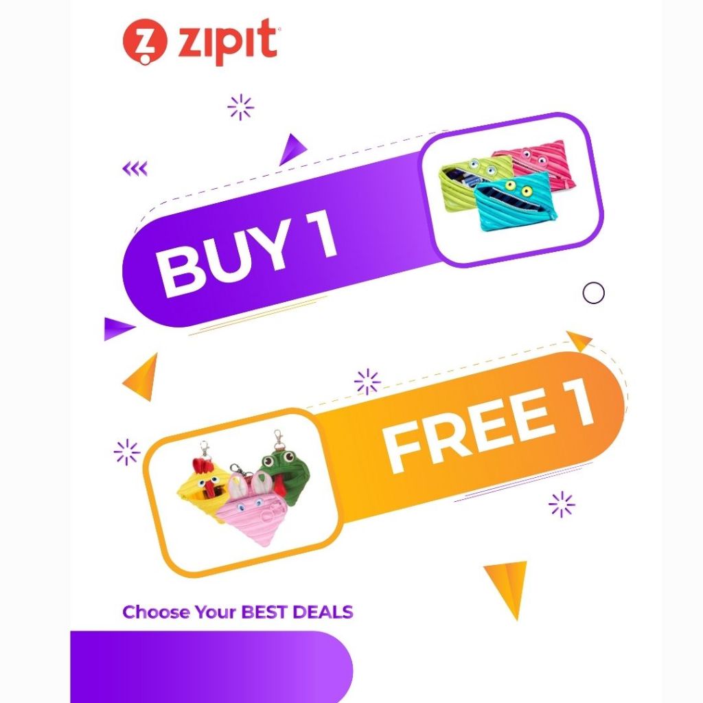 

[B1G1] Zipit Wildings Jumbo Pouch - Pink + Zipit Animal Mini Pouch