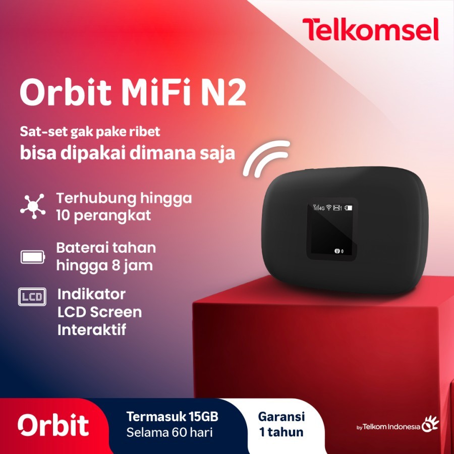 Modem Wifi Telkomsel Orbit N2 Mifi Gratis Kuota 15GB 850rb.300gr