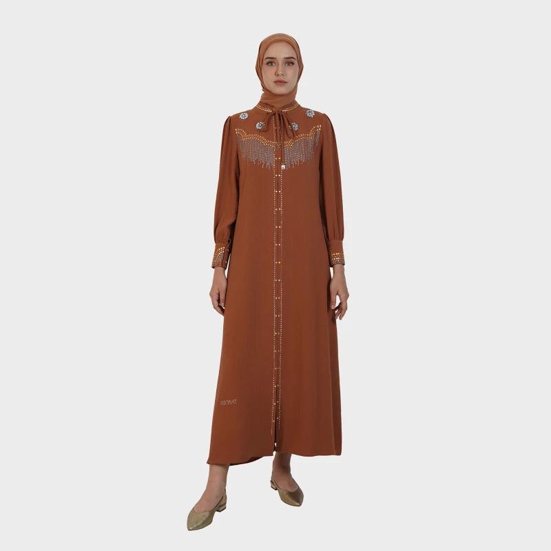 Hikmat Abaya A4585 Warna Purple, White , Purple & Brown
