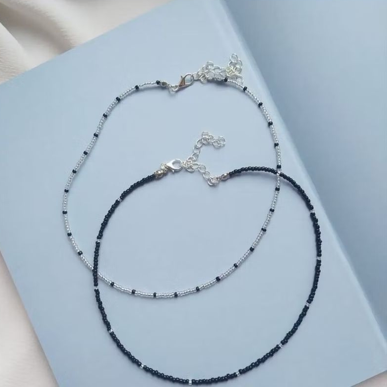 Gelang Tangan Bangle Belang putih Metalik Hitam doff